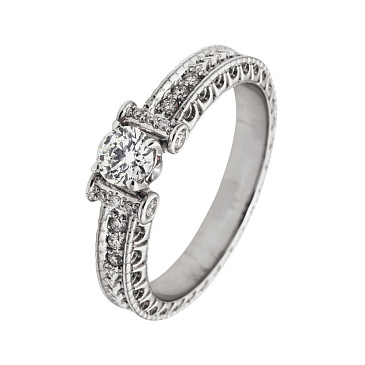Помолвочное кольцо из белого золота с крупным бриллиантом 921441Б