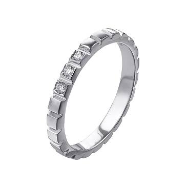 Обручальное кольцо из белого золота узкое с бриллиантами 921456-2Б