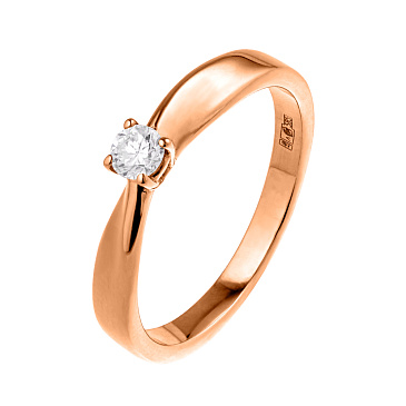 Помолвочное кольцо из красного золота с бриллиантом 911470Б