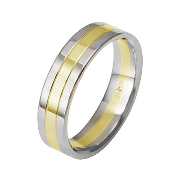 Обручальное кольцо из белого и желтого золота 5.5 мм 470-000-993