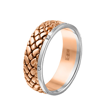 Обручальное кольцо из красного и белого золота с бриллиантами 911809-2Б 