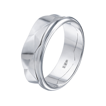 Обручальное кольцо из белого золото мятый металл 921759