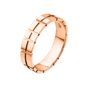 Обручальное кольцо широкое из красного золота с гранями 700-000-225
