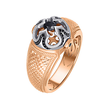 Дизайнерское кольцо с черными бриллиантами 911919ЧБ