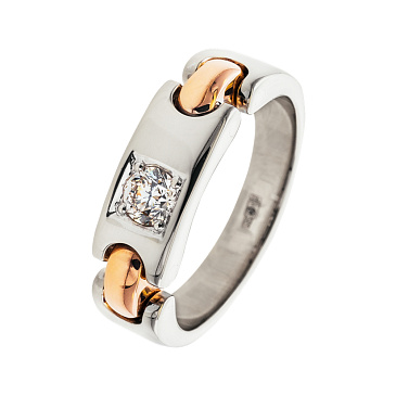 Обручальное кольцо из белого золота с крупным бриллиантом 921410Б