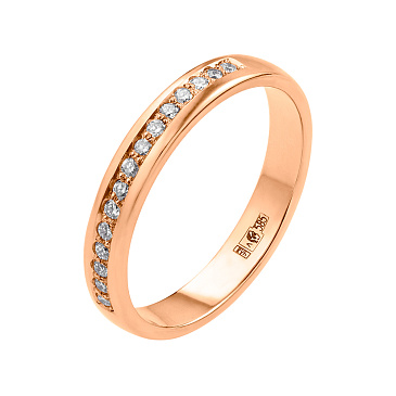 Обручальное кольцо из красного золота с бриллиантами 202-150-630