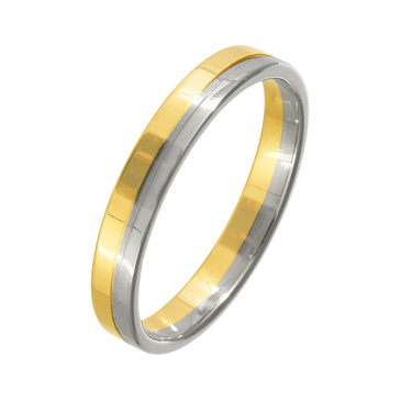 Обручальное кольцо из желтого и белого золота узкое 440-000-332
