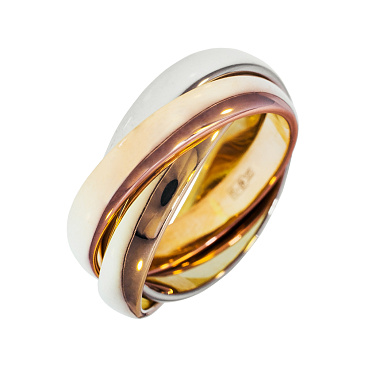Дизайнерское кольцо из красного, белого и желтого золота 911344