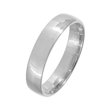Обручальное кольцо шириной 5 мм из белого золота 210-000-337
