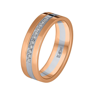Обручальное кольцо из красного и белого золота с бриллиантами 452-110-994