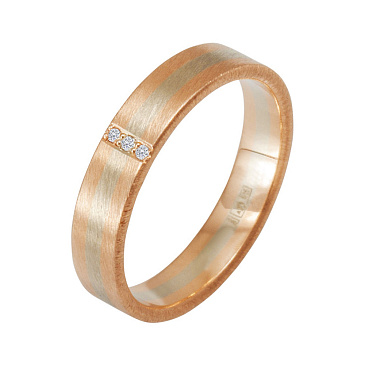Обручальное кольцо двухсплавное с бриллиантами 452-030-926