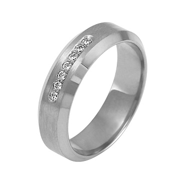 Обручальное кольцо из белого золота с бриллиантом 212-070-552