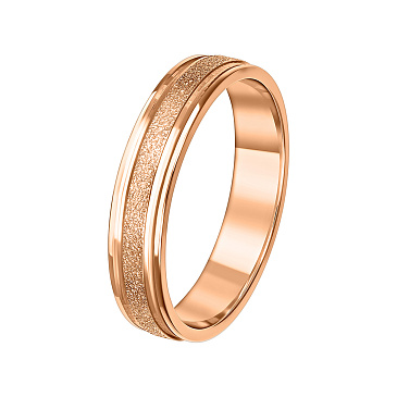Обручальное кольцо из красного золота с гранями и матированием 200-000-718