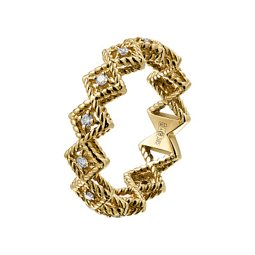 Кольцо фактурное из желтого золота с бриллиантами 931830Б
