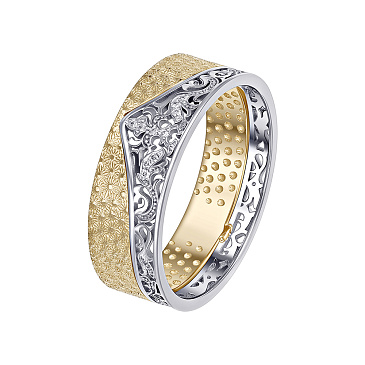 Обручальное кольцо из желтого и белого золота с бриллиантами 931891Б