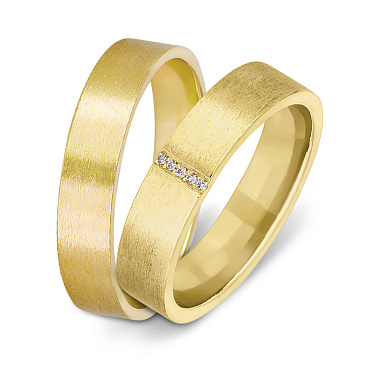Парные обручальные кольца из желтого золота матовые