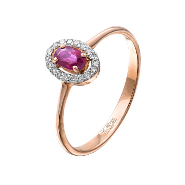 Золотое кольцо с рубином и бриллиантами 911003Р