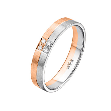 Обручальное кольцо двухсплавное с бриллиантами 532-040-806